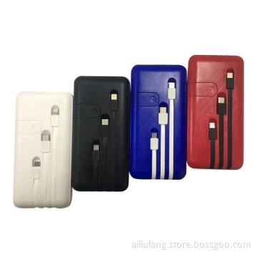 10000mAh cable connected power bank
